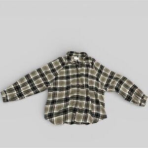 American Eagle Outfitters Plaid Flannel Shirt XL Tan Black Mustard Button Down